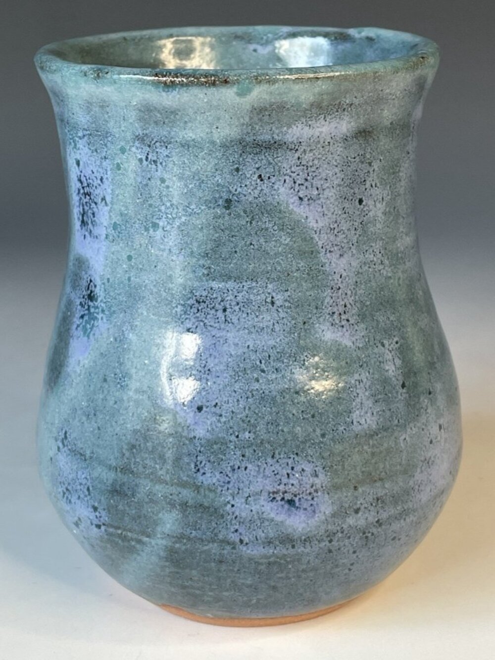 Retro Vintage Blue Flambe Glazed Studio Art Pottery Vase Brutalist / Naturalist